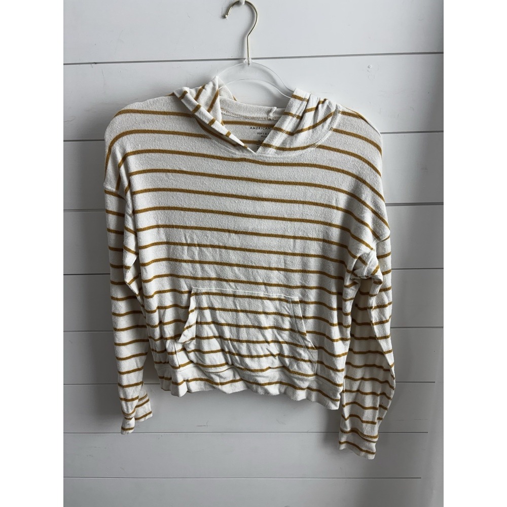 American Eagle Soft & Sexy Plush Women XS Sweater Top Hoodie Striped‎ 0200